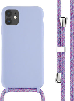 iMoshion Hoesje Geschikt voor iPhone 11 Hoesje Met Koord - iMoshion Siliconen hoesje met koord - Paars