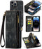 Caseme - Geschikt voor iPhone 14 Pro - Vintage 2 in 1 portemonnee hoes - Zwart