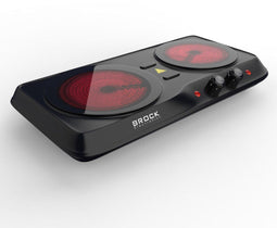 Brock Electronics Compacte Elektrische Kookplaat - Infrarood Kookplaat - 2 Pits - 1200 + 800W - Zwart