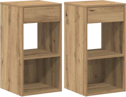 vidaXL - Nachtkastjes - 2 - st - met - lade - 35x34x66,5cm - artisanaal - eikenkleurig