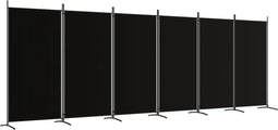 vidaXL - Kamerscherm - met - 6 - panelen - 520x180 - cm - stof - zwart