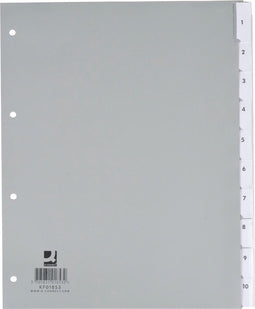 Q-CONNECT neutrale tabbladen, A4, PP, 10 tabs, grijs