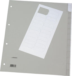 Q-CONNECT neutrale tabbladen, A4, PP, 12 tabs, grijs