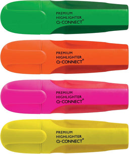 Q-CONNECT Premium markeerstift, geassorteerde kleuren, pak van 4 stuks