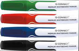 Q-CONNECT Premium whiteboard marker, ronde punt, set van 4 stuks in geassorteerde kleuren