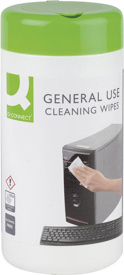 Q-CONNECT reinigingsdoekjes voor telefoon, multifunctioneel gebruik, pak van 100 doekjes