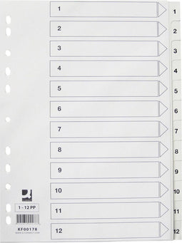 Q-CONNECT TABBLAD PP WIT 1-12