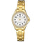 Q&Q C223J004Y - Horloge - Analoog - Dames - Vrouwen - stalen band - Rond - Metaal - Cijfers - Goudkleurig - Wit - Briljanten