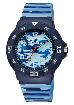 Q&Q-Horloge-Jongens-Mannen-Waterdicht-10BAR-Zwemmen/Sporten-Rubber band-43MM-Zwart/Blauw