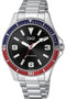 Q&Q QB64J205Y - Horloge - Analoog - Mannen - Heren - Stalen band - Rond - Metaal - Cijfers - Zilverkleurig - Blauw - Rood -Zwart - Wit