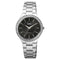 Q&Q QC21J202Y - Horloge - Analoog - Dames - Vrouwen - Stalen band - Rond - Metaal - Streepjes - Zilverkleurig - Zwart - Briljanten - 3 ATM