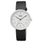 Q&Q QC24J304Y - Horloge - Analoog - Heren - Mannen - Leren band - Rond - Metaal - Cijfers - Zwart - Zilverkleurig - Wit - 3 ATM