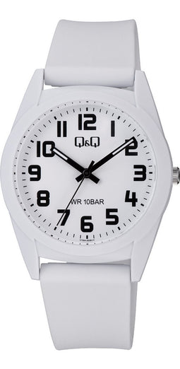 Q&Q V13A-003VY - Horloge - Analoog - Unisex - Plastic band - Rond - Kunststof - Cijfers - Wit