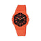 Q&Q V31A-004VY - Horloge - Analoog - Dames - Heren - Unisex - Siliconen band - Kunststof - Cijfers - Rond - Oranje - 10ATM waterdicht