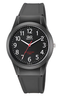 Q&Q VQ50J024Y - Horloge - Sport - Analoog - Heren - Plastic band - Rond - Kunststof - Cijfers - Rood - Zwart -10ATM