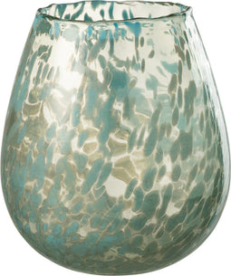 J-Line windlicht Stippen - glas - blauw - medium