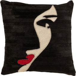 J-Line Kussen Vrouw Leder Zwart/Wit/Rood