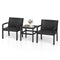 Coast Balkonset Zwart – 3-Delige Rattan Look Tuinmeubelset met 2 Stoelen en Tafel – Tafel 50 x 50 x