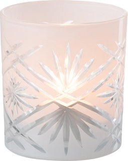 J-Line windlicht Santorini - glas - wit - small - 4 stuks