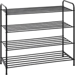 HakuShop Schoenenrek - Zwart- Staal - Industrieel - 16 paar schoenen - 83 x 35 x 78 cm