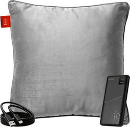 Coozie Warmtekussen - Oplaadbaar Draadloos & Bedraad - 45-65°C - Velvet - Lichtgrijs - 45 x 45 cm