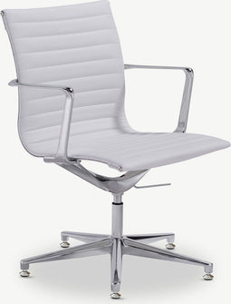 Furnicher Mateo Vergaderstoel - PU-lederen Zitting - Chroom Frame - Hoogte Verstelbaar - Draaibaar - Wit