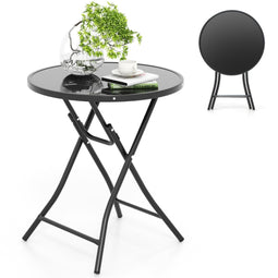 Coast Ronde Opvouwbare Bistrotafel – Terras- en Cocktailtafel met Gehard Glas en Metalen Frame -