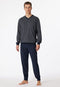 Schiesser Heren Pyjama - Lange broek - V Hals - Donkerblauw