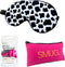 SMUG Slaapmasker met Roze Oordopjes en Opbergzakje - 100% Verduisterend - Verstelbaar Oogmasker in Satijn - Cow Print
