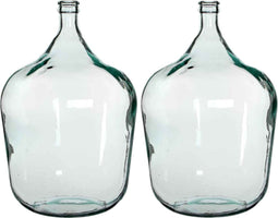 Mica Decorations Diego Vaas Fles - H56 x Ø40 cm - Glas - Set van 2