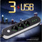Verlengsnoer met Schakelaar-3 geaarde Stopcontacten-3 USB Oplaadpoorten-Reisadapter-Contactstekker-EU-5 Meter-antislip-Zwart