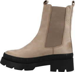 PS Poelman NORA - Dames Chelsea Boots - Suède leer - Beige Taupe - Maat 38
