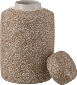 J-Line kan decoratief Wabi - porselein - beige/wit - large