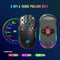 HXSJ T90 - Draadloze Gaming Muis - 2.4G Bluetooth - Stille Mute - RGB Verlichting - Zwart