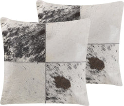 MARADY - Sierkussen set van 2 - Grijs - 45 x 45 cm - Leer