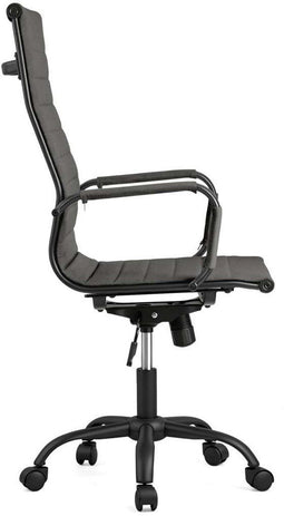 Feel Furniture Luxe Bureaustoel - Hoge Rugleuning - Donkergrijs met Mat Zwart Frame