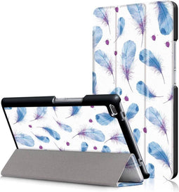 3-Vouw blauwe veertjes stand flip hoes Geschikt voor Lenovo Tab 4 8