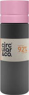 Circular&Co. herbruikbare to go waterfles 21oz/600ml grijs/roze