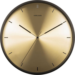 Wandklok - Finesse - Gouden wijzerplaat - Zwarte behuizing