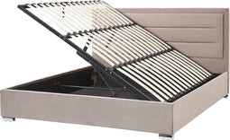 ROUEN - Bed met opbergruimte - Beige - 180 x 200 cm - Fluweel