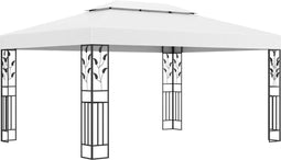 vidaXL - Prieel - met - dubbel - dak - 3x4 - m - wit