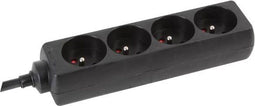 HQ-Power - Stekkerdoos - 4 stopcontacten met penaarde type E 5 m kabel zwart