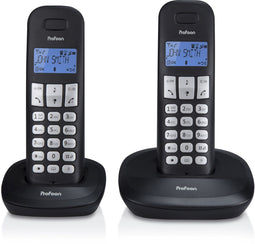 Profoon PDX-1120 - Draadloze DECT Telefoon - 2 handsets - Lange standby tijd - Zwart (2 stuks)