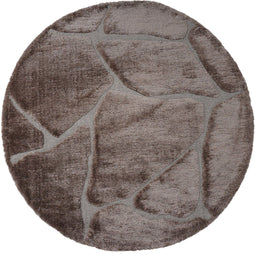 Veer Carpets Macy - Vloerkleed Rond - Hoog-laag patroon - Bruin ø160 cm