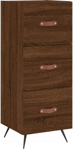 vidaXL - Dressoir - 34,5x34x90 - cm - bewerkt - hout - bruin - eikenkleur