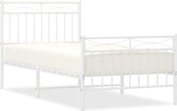 vidaXL - Bedframe - met - hoofd- - en - voeteneinde - metaal - wit - 90x200 - cm