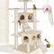 tectake® XXL Luxe Kattenkrabpaal - 186 cm - 2 kattenhuisjes 4 speelmuizen - Beige