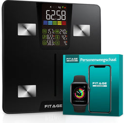 FITAGE - Personenweegschaal - Slimme weegschaal met 17x lichaamsanalyse - LED-scherm