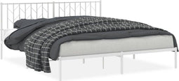 vidaXL - Bedframe - met - hoofdbord - metaal - wit - 180x200 - cm