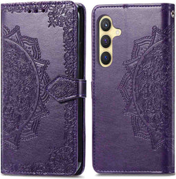 iMoshion Hoesje Geschikt voor Samsung Galaxy S24 Hoesje Met Pasjeshouder - iMoshion Mandala Bookcase - Paars